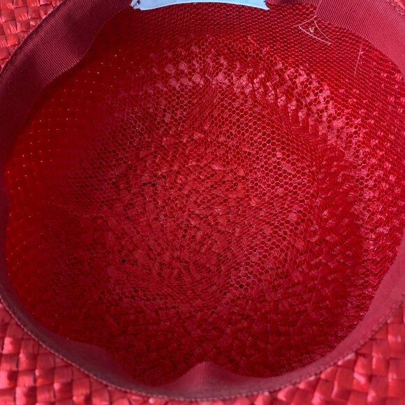 Vintage Neusteters Denver Red Straw Hat With Box size  22 Net lining w/Box Nice! main image 11